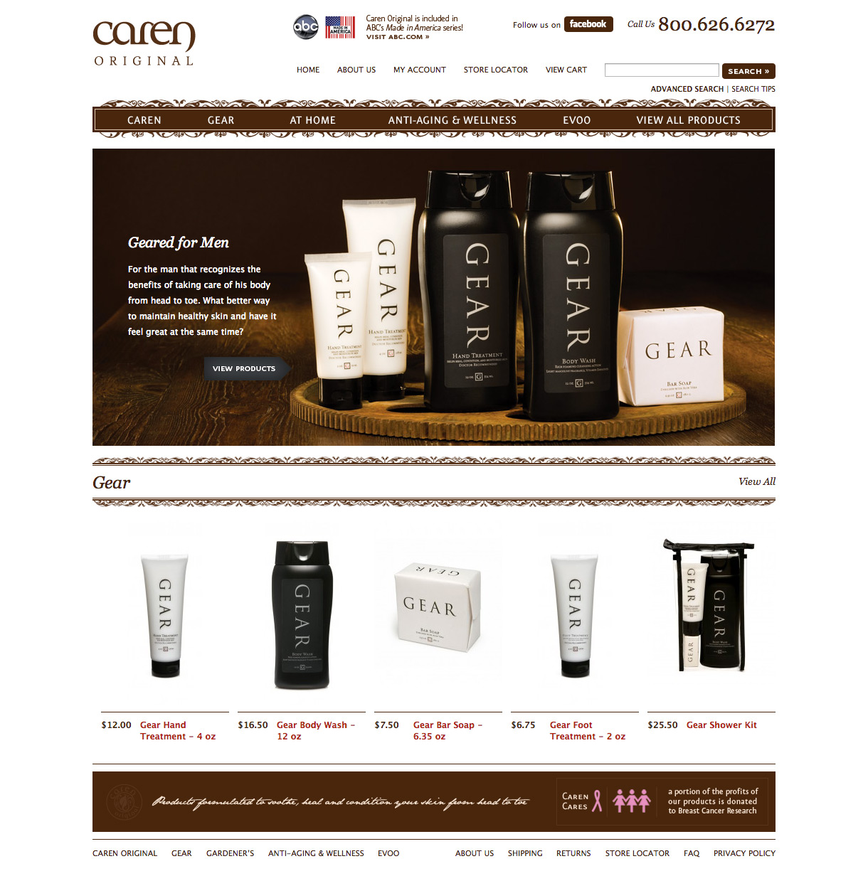 Caren Products - Gear Landing Page