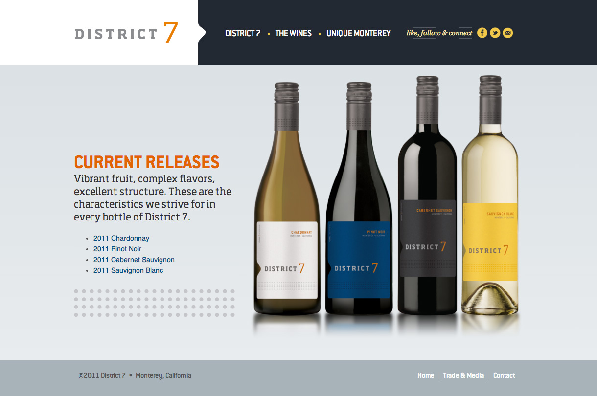 District 7 Wines - Wine Section Landing Page