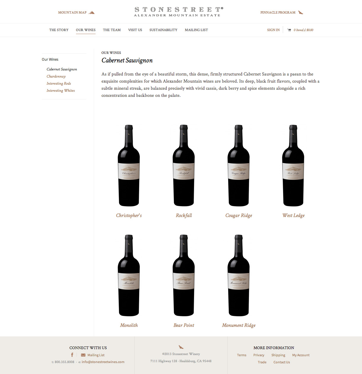 Stonestreet Wines - Wines by Varietal Page